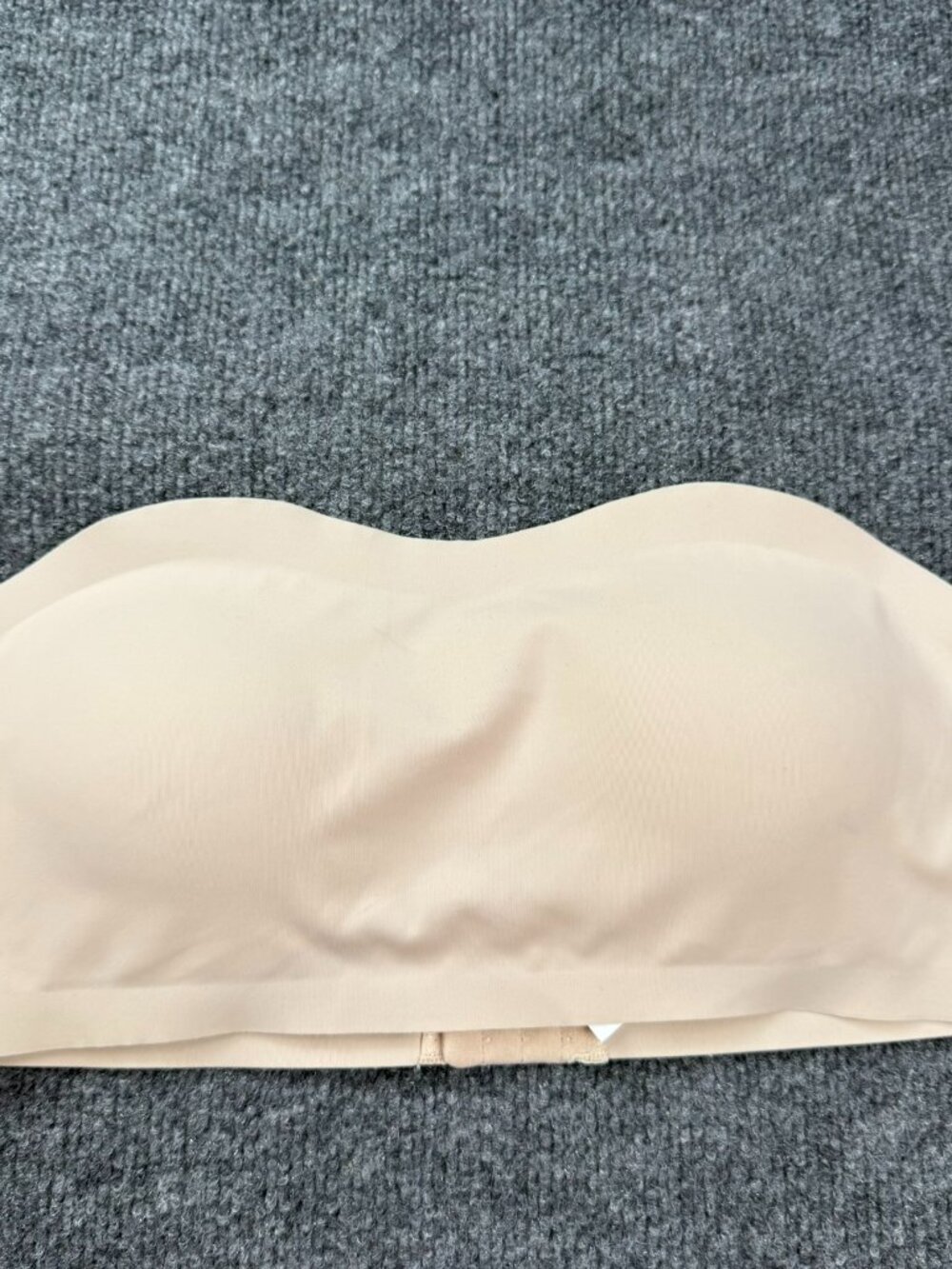 Seamless Bandeau Strapless Bra Beige Nude Padded Wireless Tube Top Hook Eye L